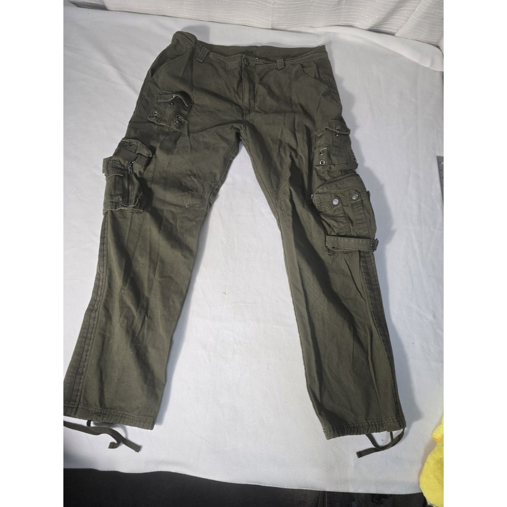 Free Knight Japan Pants 31W Green Cargo Gas Mask Tactical Army Military *Flaw*